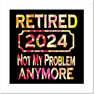 Retired In 2024 Tee - Groovy Backgrounds Posters and Art